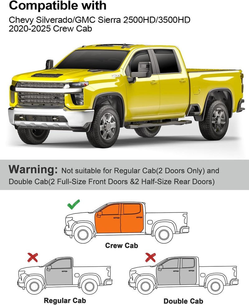 Deejecsun in-Channel Window Rain Guards Fit for Chevy Silverado/GMC Sierra 2500HD/3500HD 2020-2026 Crew Cab, Extra Durable Truck Window Deflectors Vent Visors Vent Shades Exterior Car Accessories - Image 3